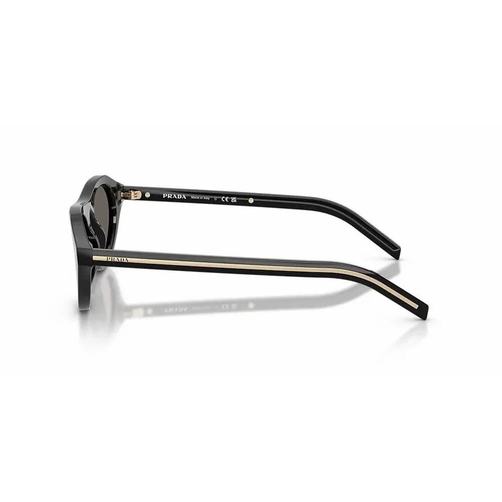 PRADA PR B15S 16K731 Black Gold Logo Dark Grey Lens Sunglasses AUTHENTIC